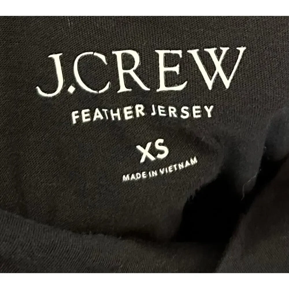 J. Crew Feather Jersey Cotton Turtleneck Top Black CN176 Size XS